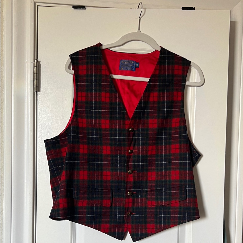Pendleton Red and Black Plaid Vest